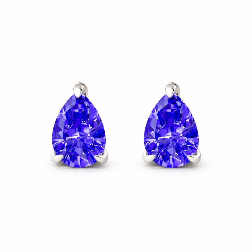 925 Sterling Silver Lab Created Tanzanite Earrings – Blue Violet Gemstone Earrings – Elegant Silver Stud Earrings- 7 Shapes