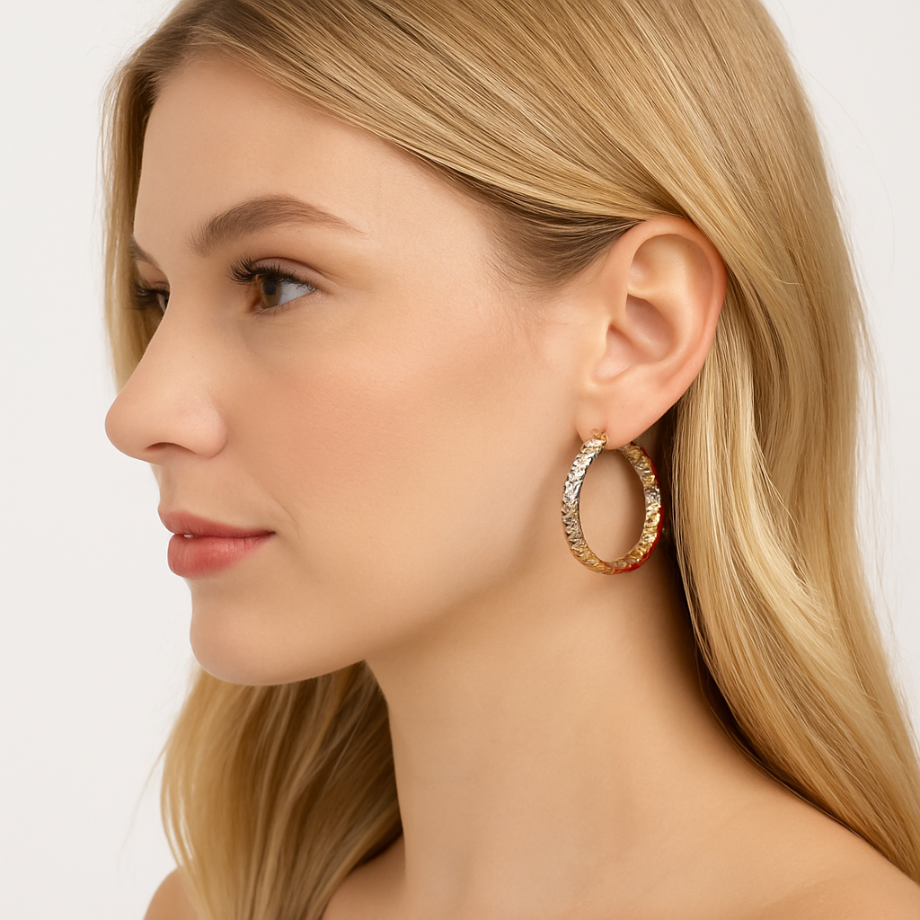 RMZ GOLD NYC 18K Gold Disco-Style Tricolor Hoops – Modern Luxury Earrings