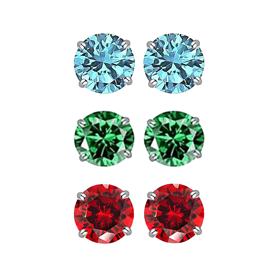 RMZ GOLD NYC Round Stud Earrings Set (3-Pair)