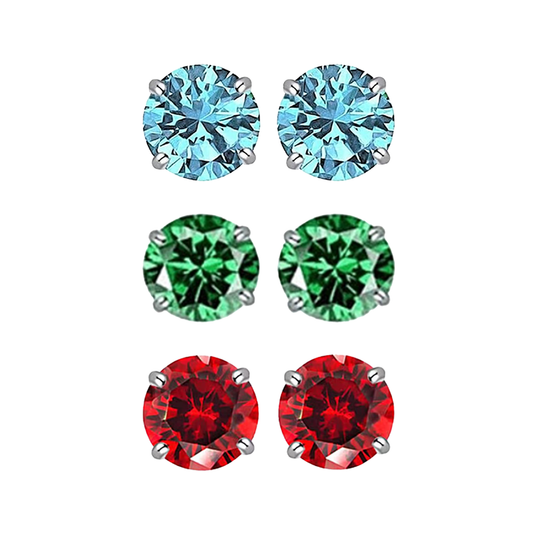 RMZ GOLD NYC Round Stud Earrings Set (3-Pair)