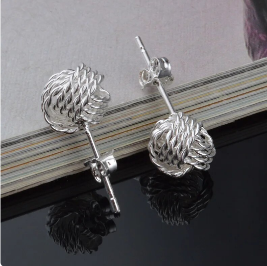 925 Silver Love Nut Stud Earrings