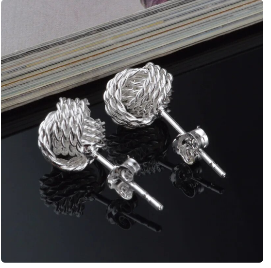 925 Silver Love Nut Stud Earrings