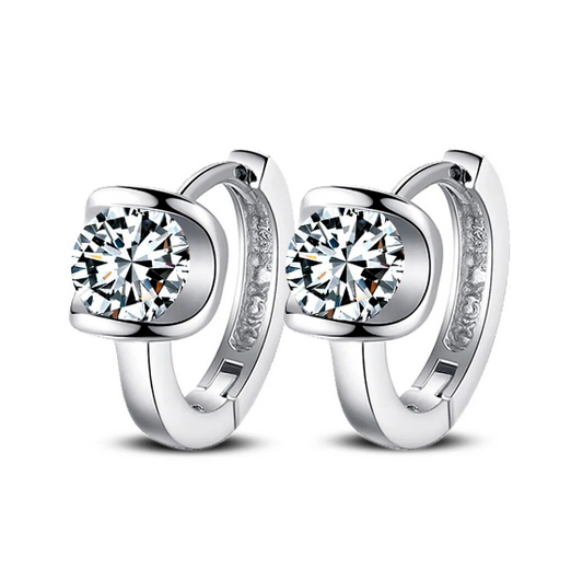 Sterling silver CZ Hoop Earring