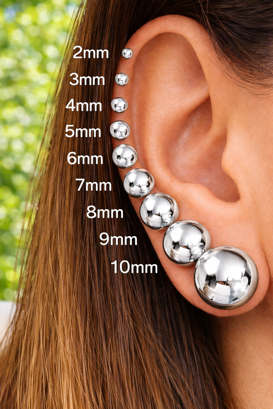 Classic Round Studs Silver Ball Stud Earrings – High Polish (2mm–10mm)