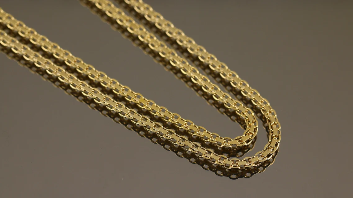 GOLD FILLED HIGH POLISH FINSH BISMARK FLAT CHAIN 20''