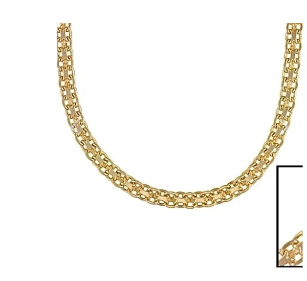 GOLD FILLED HIGH POLISH FINSH BISMARK FLAT CHAIN 20''